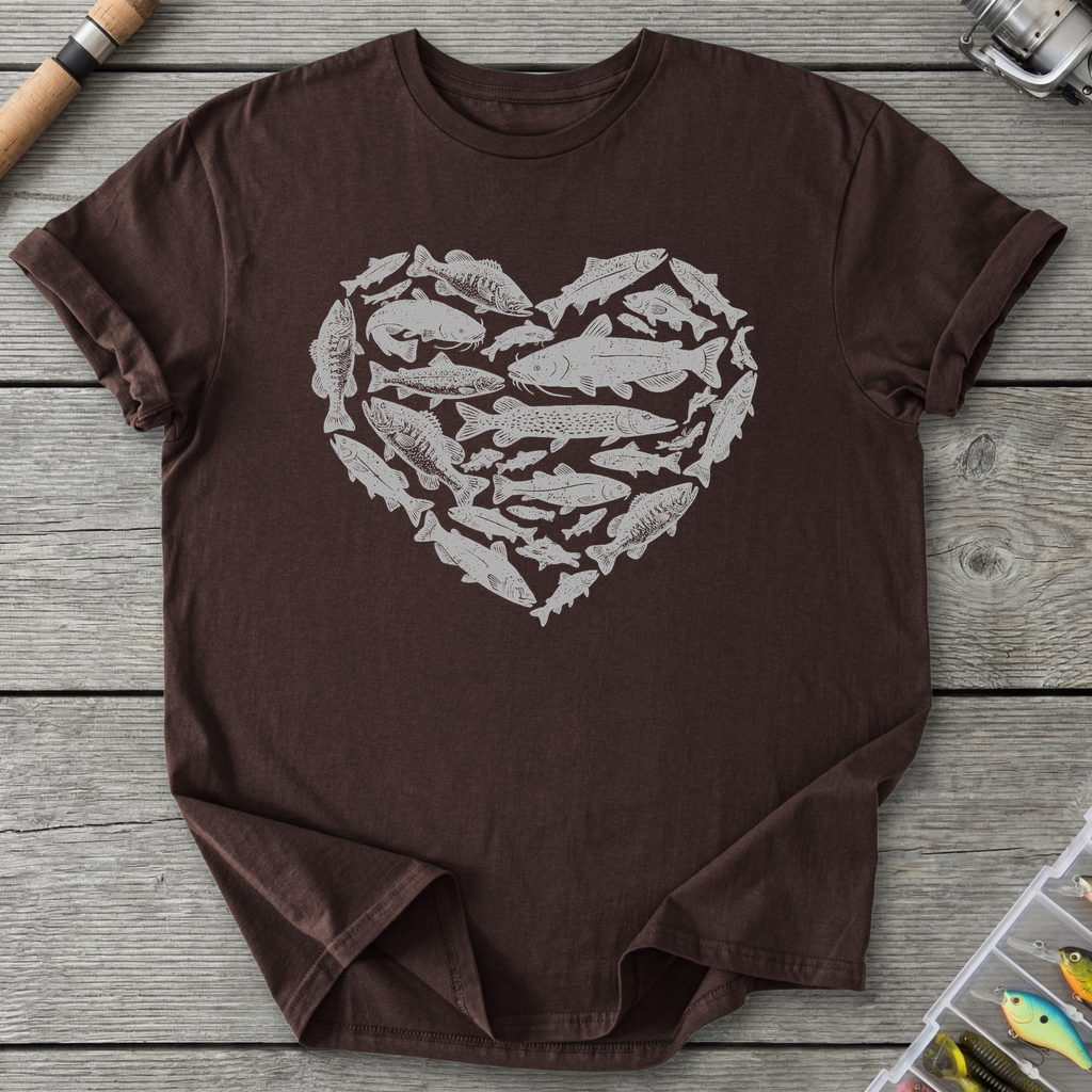 Heart Shaped Fish T-Shirt in Dark Chocolate | River Giants Club