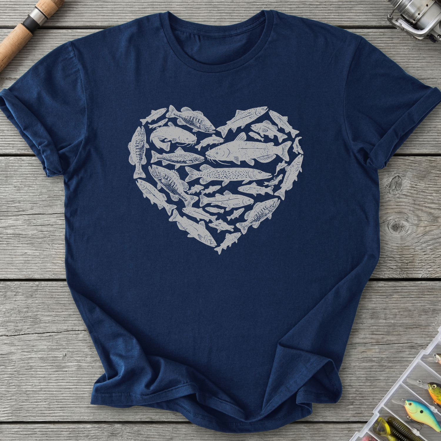 Heart Shaped Fish T-Shirt in Navy | River Giants Club