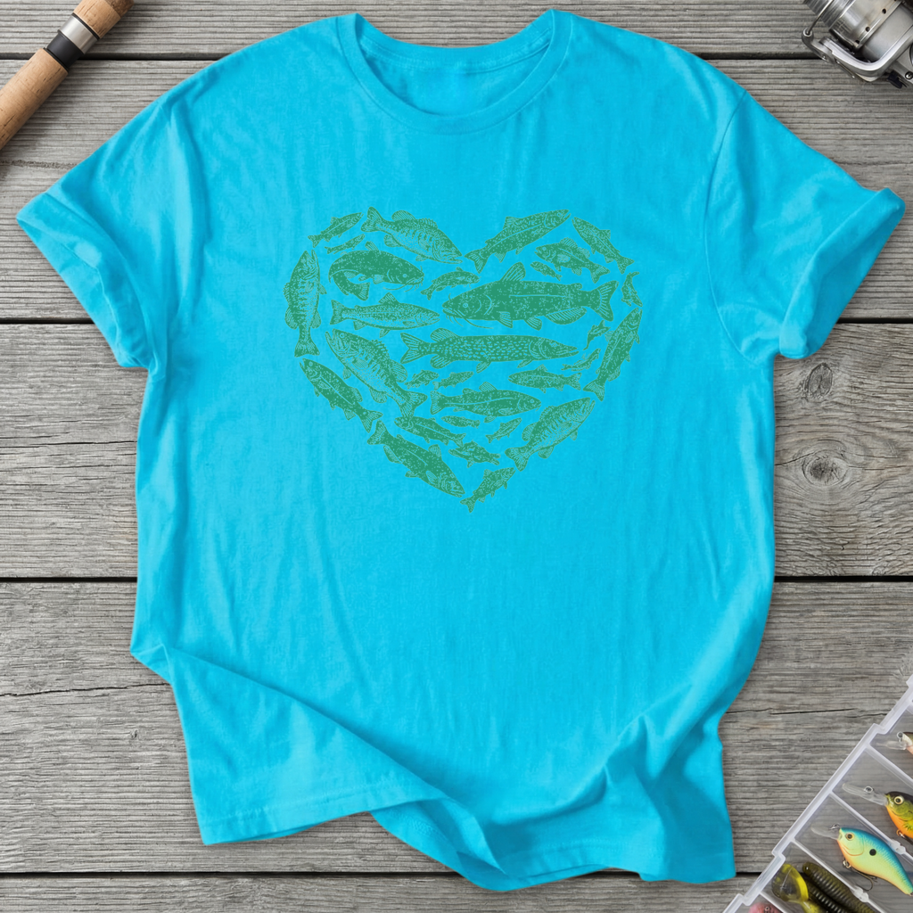 Heart Shaped Fish T-Shirt in Sky | River Giants Club