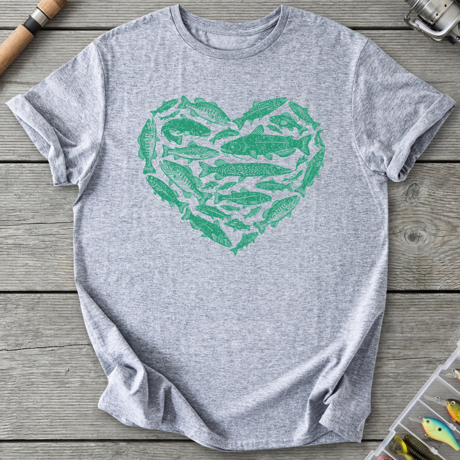 Heart Shaped Fish T-Shirt in Sport Grey | River Giants Club