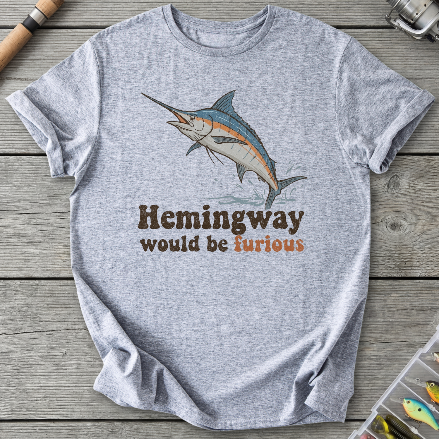 Hemingway Would Be Furious T-Shirt in Sport Grey | River Giants Club
