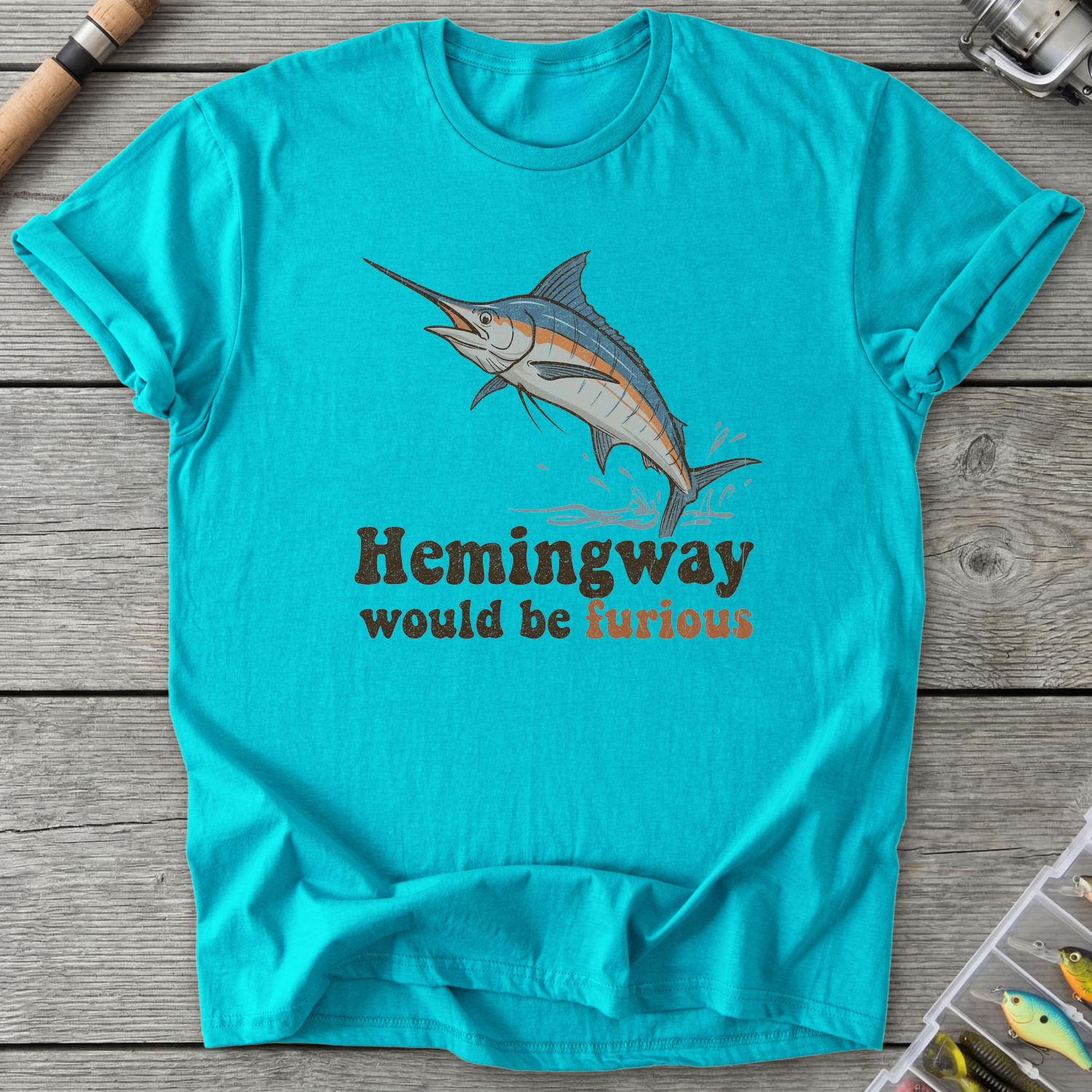 Hemingway Would Be Furious T-Shirt in Tropical Blue | River Giants Club