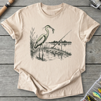 Heron Beside Fishing Rod T-Shirt in Sand | River Giants Club