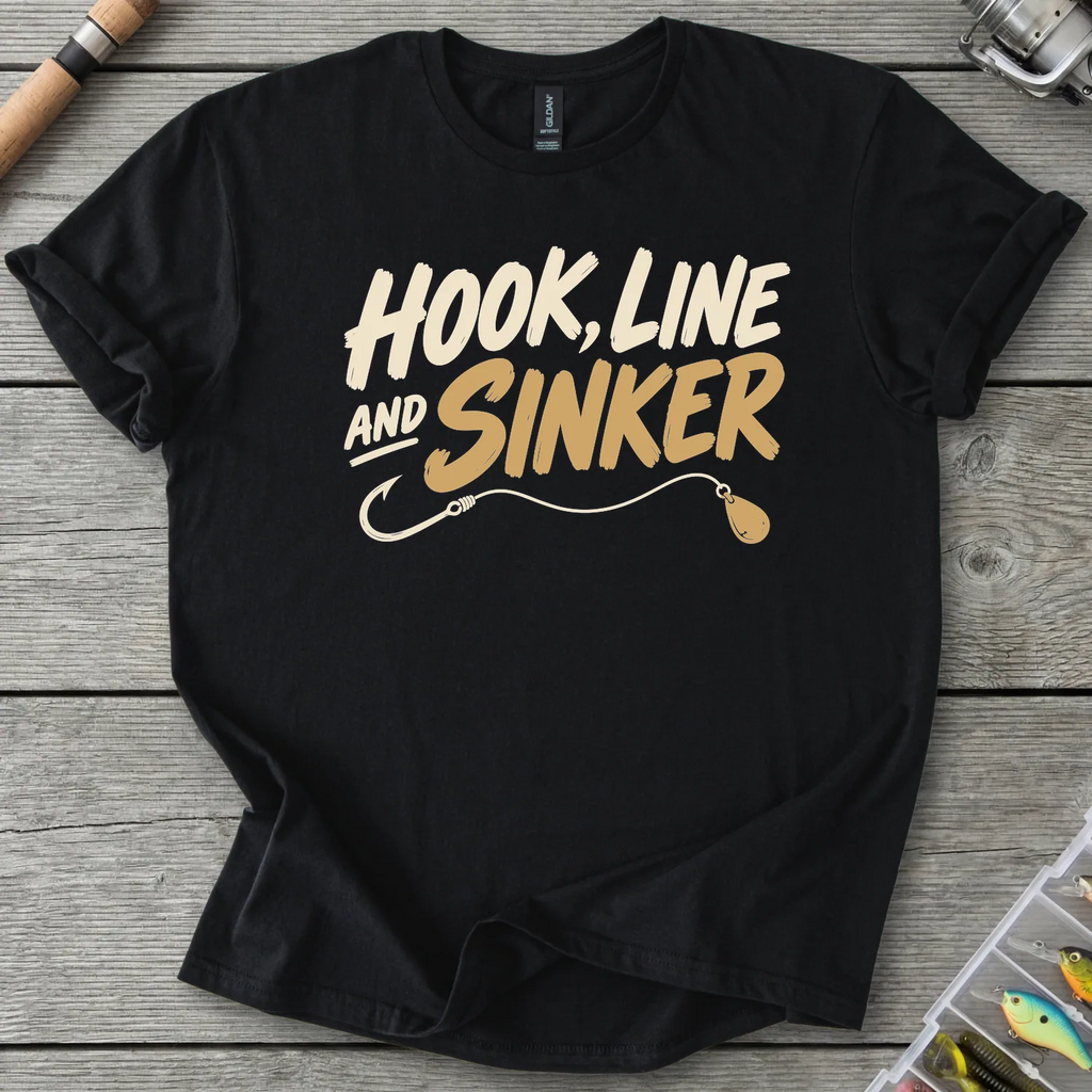 Hook Line And Sinker T-Shirt in Black | River Giants Club