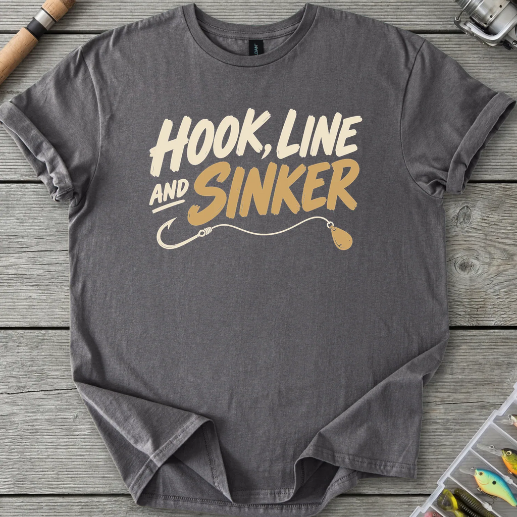 Hook Line And Sinker T-Shirt in Charcoal | River Giants Club