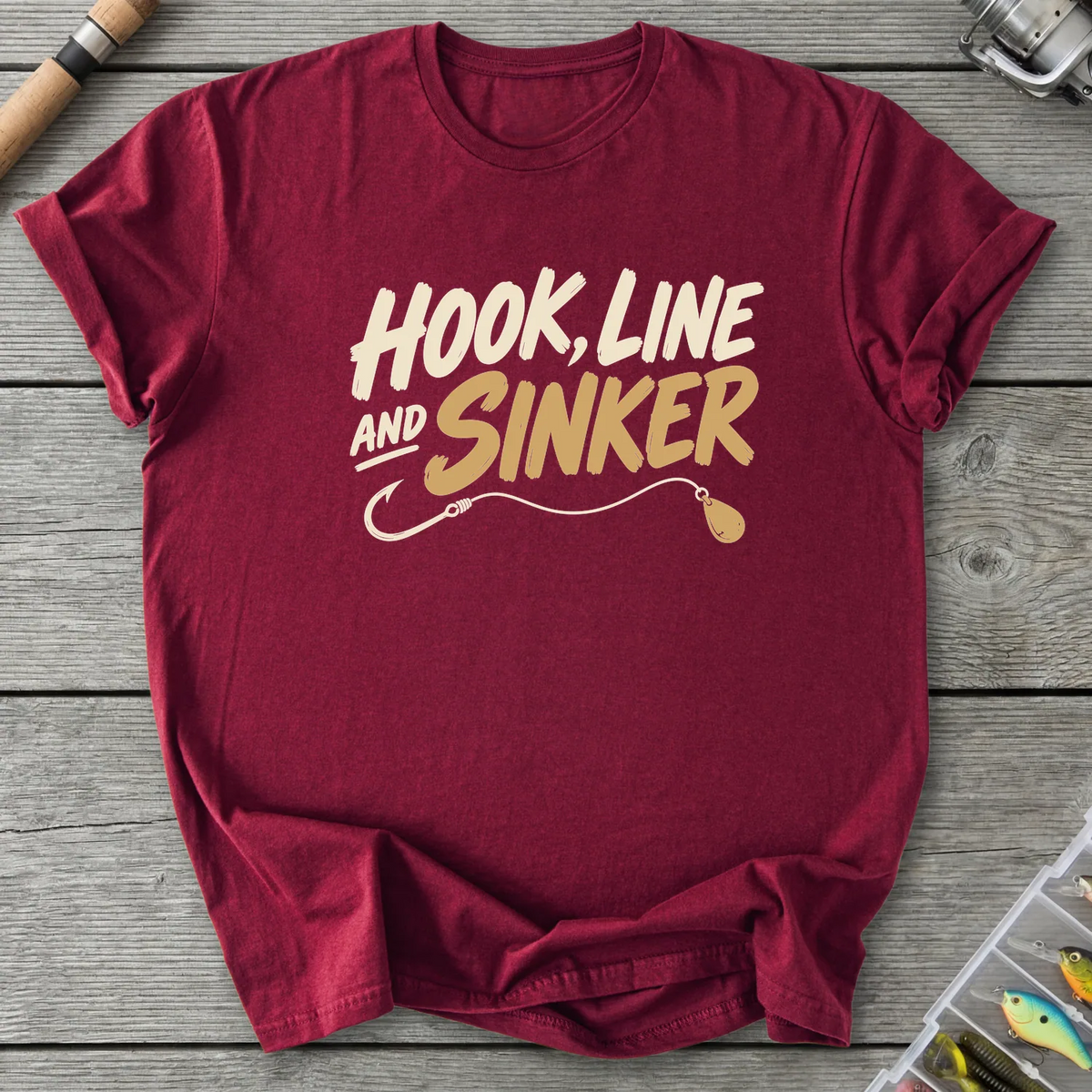 Hook Line And Sinker T-Shirt in Maroon | River Giants Club