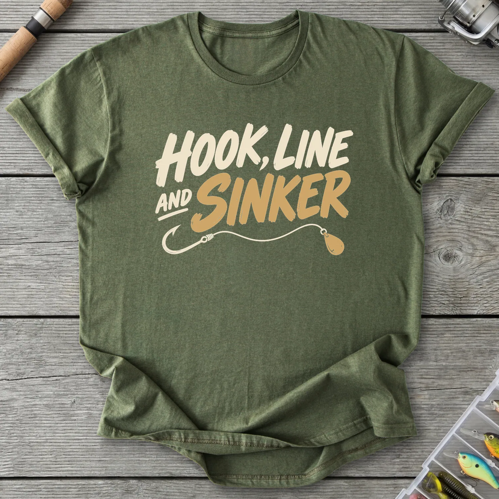 Hook Line And Sinker T-Shirt in Military Green | River Giants Club