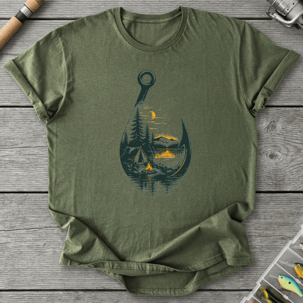 Hook With View T-Shirt in Military Green | River Giants Club