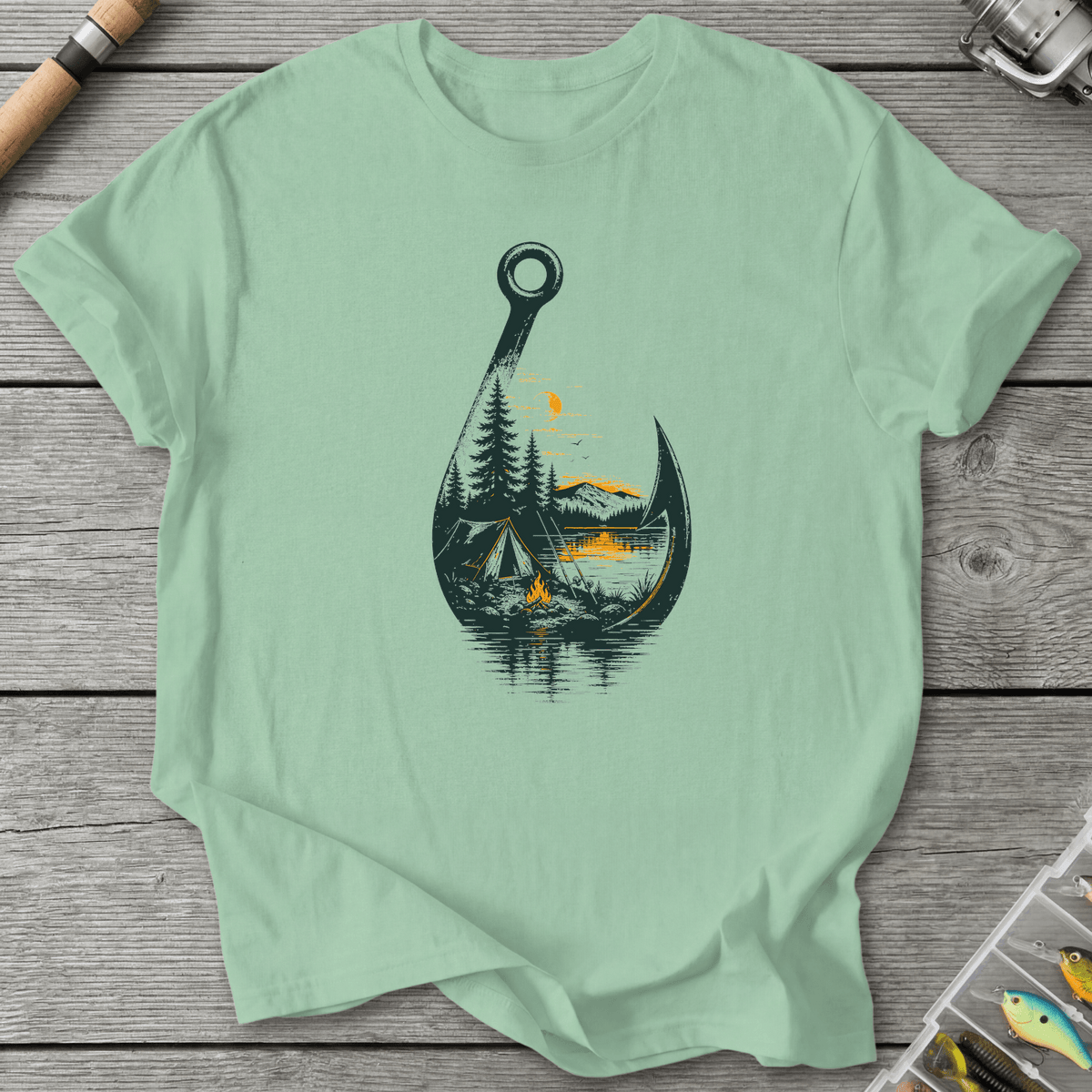 Hook With View T-Shirt in Mint Green | River Giants Club