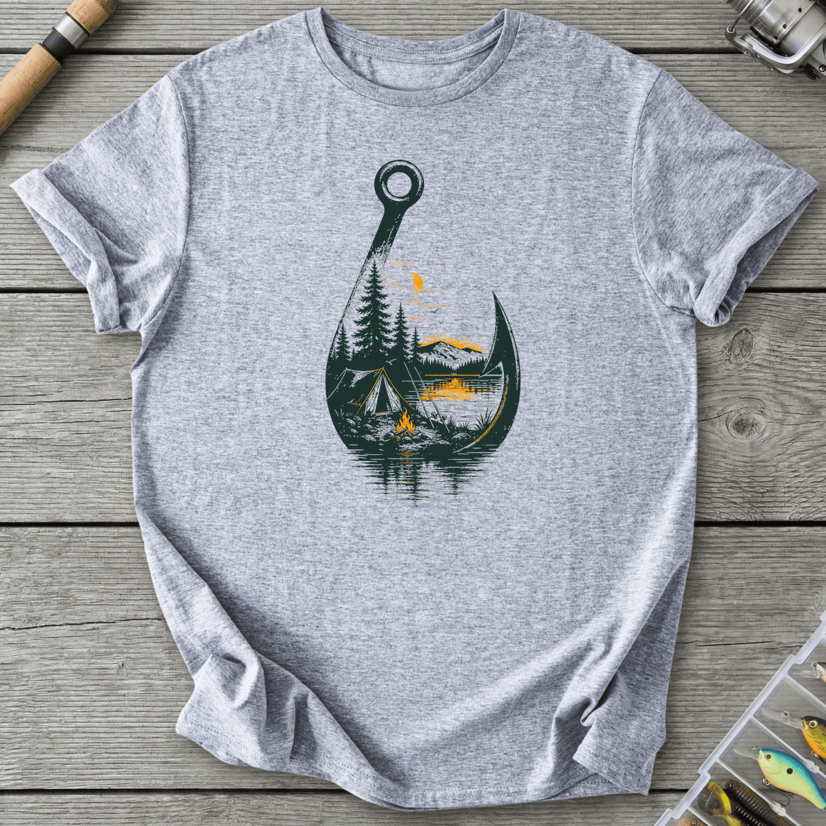 Hook With View T-Shirt in Sport Grey | River Giants Club