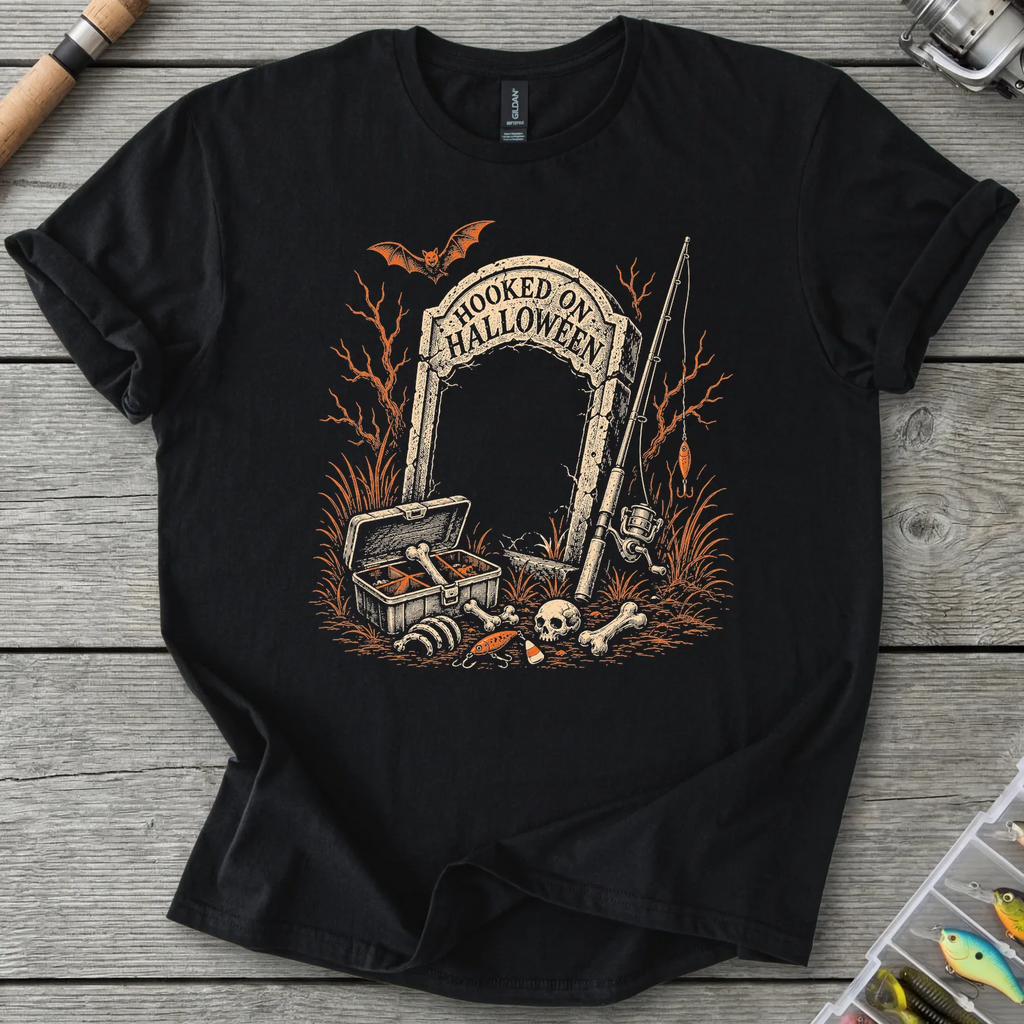 Hooked on Halloween Fishing T-Shirt in Black | River Giants Club
