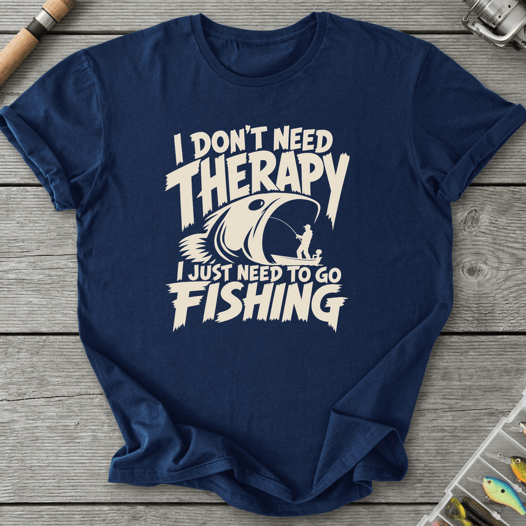 I Don't Need Therapy Fishing T-Shirt in Navy | River Giants Club