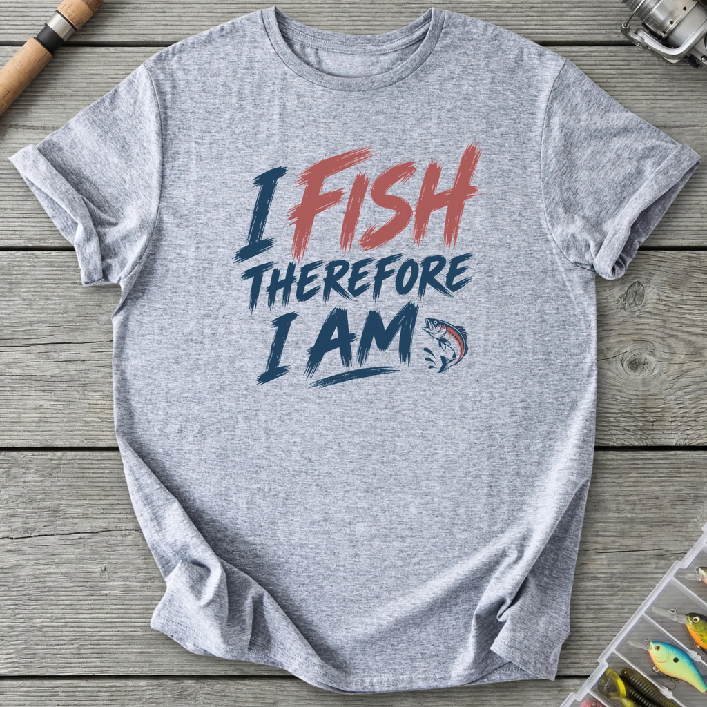 I Fish Therefore I Am T-Shirt in Sport Grey | River Giants Club