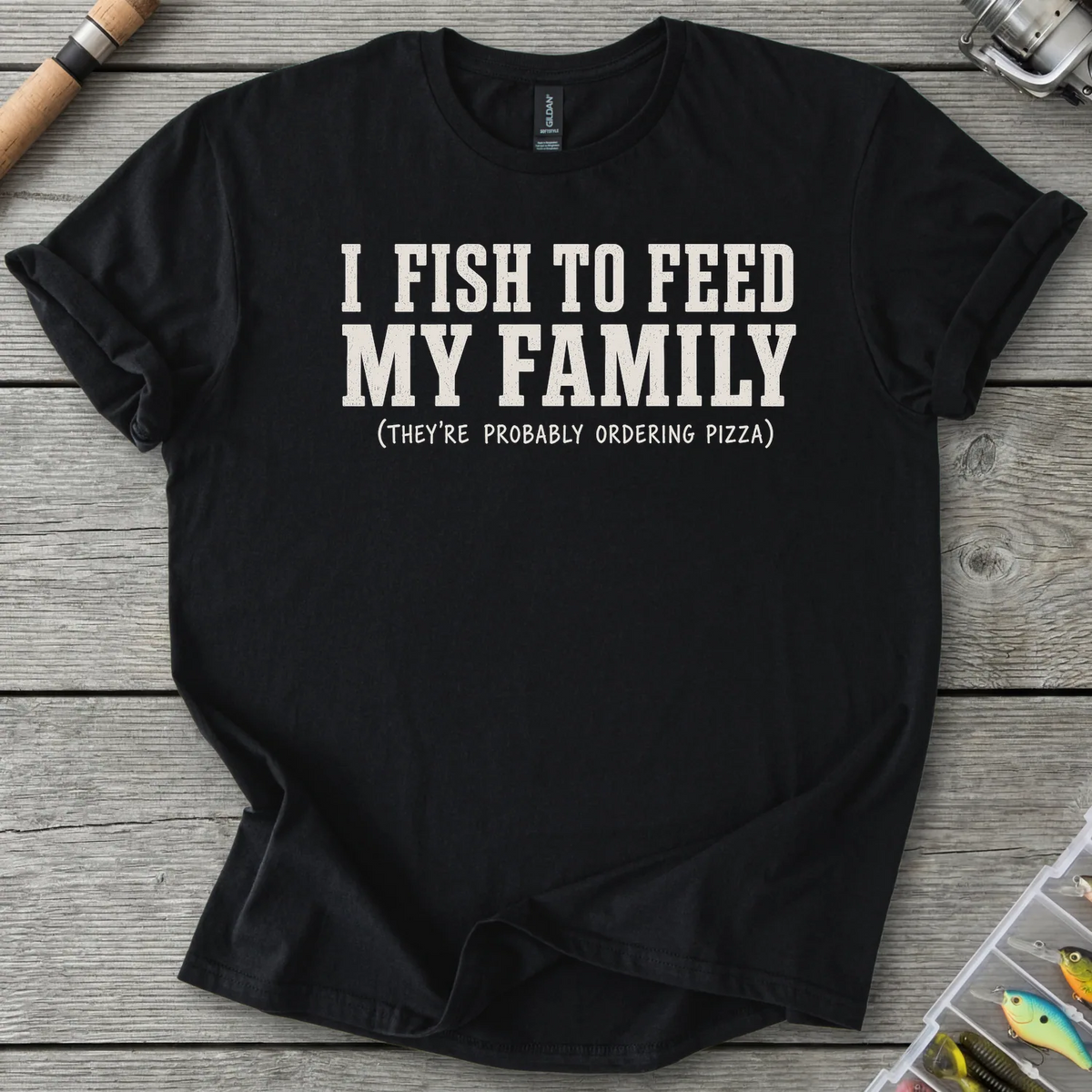 I Fish to Feed My Family T-Shirt in Black | River Giants Club