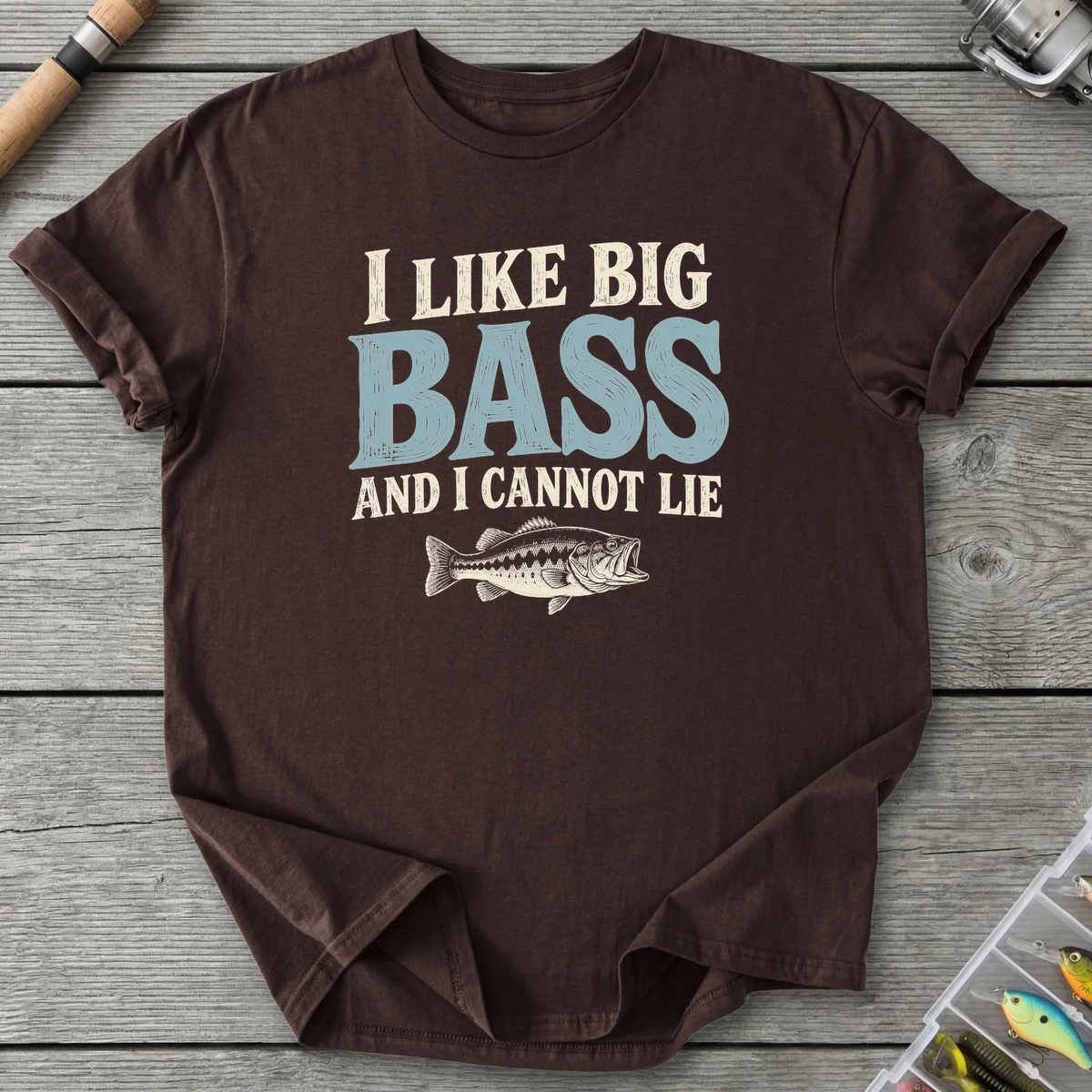 I Like Big Bass T-Shirt in Dark Chocolate | River Giants Club