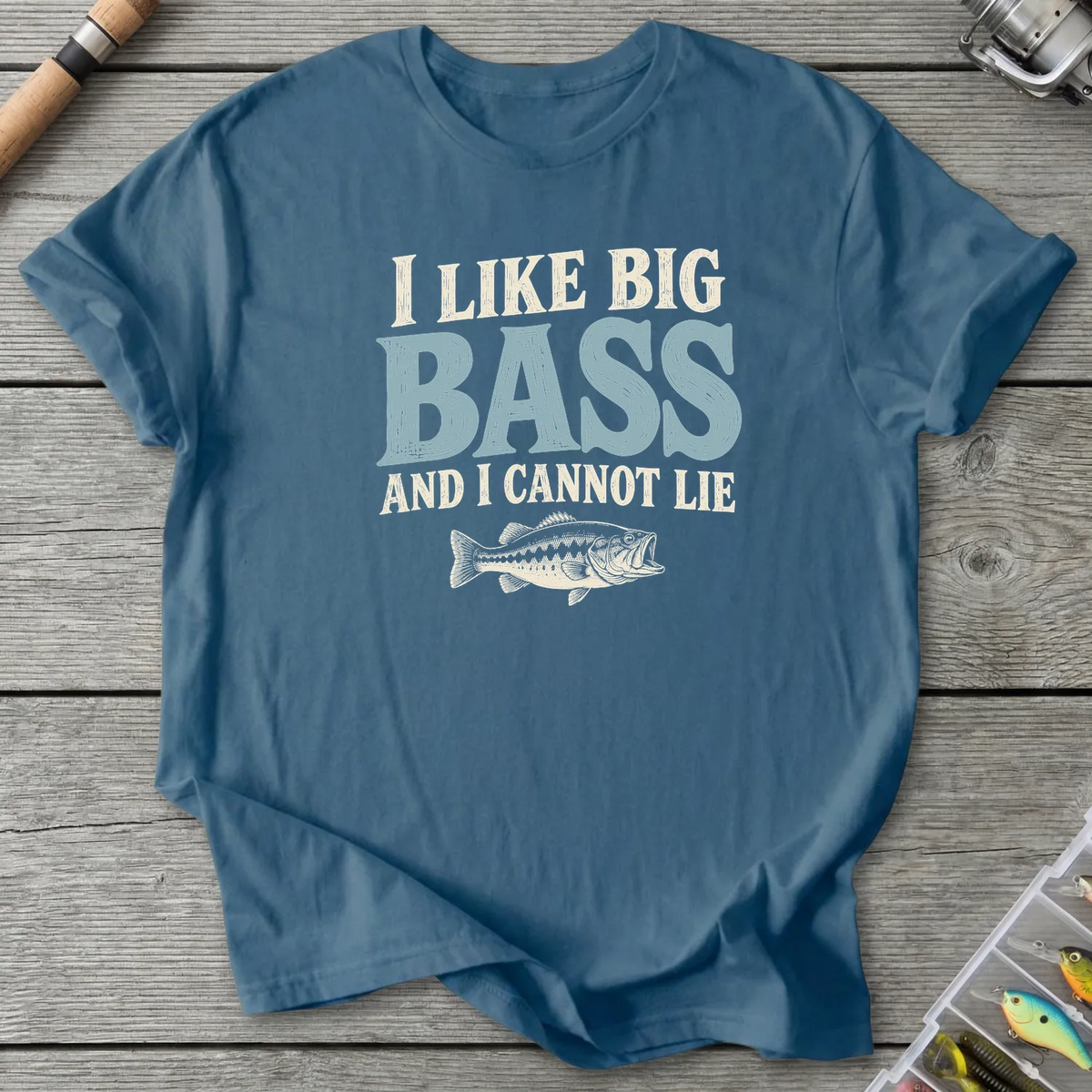 I Like Big Bass T-Shirt in Indigo Blue | River Giants Club