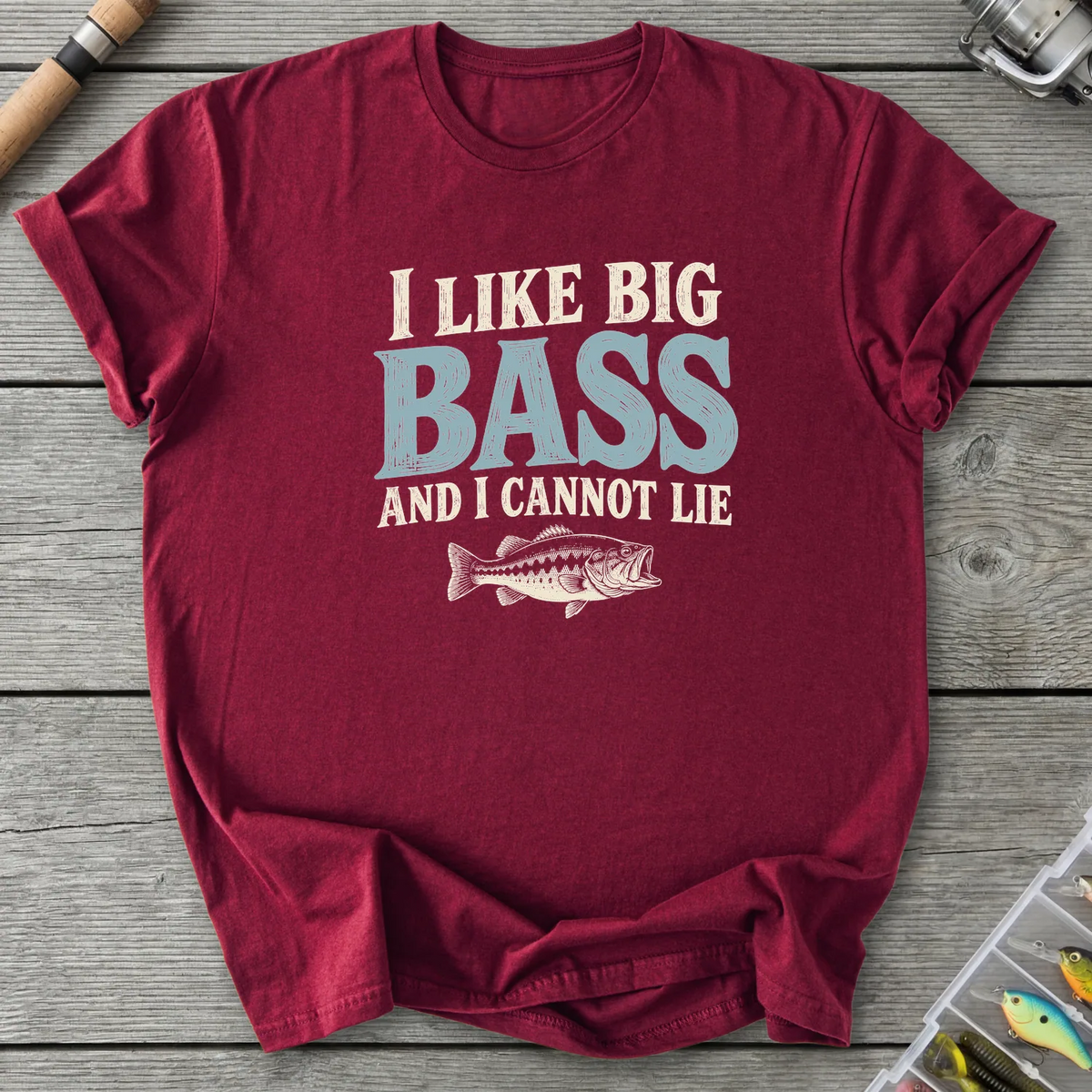 I Like Big Bass T-Shirt in Maroon | River Giants Club