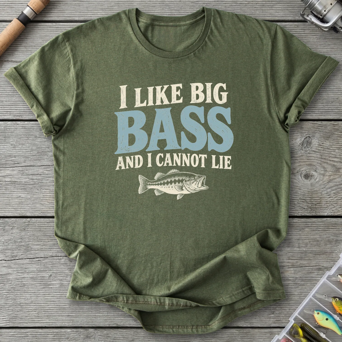 I Like Big Bass T-Shirt in Military Green | River Giants Club