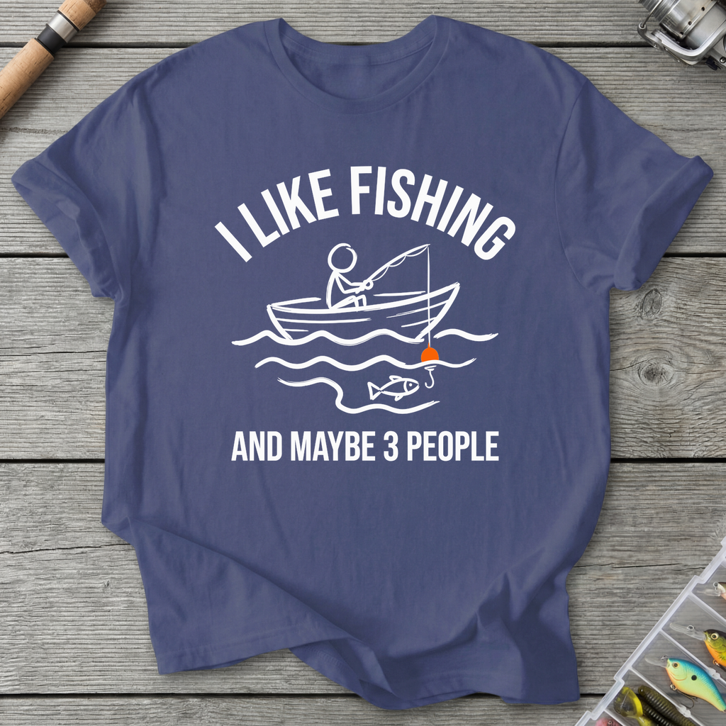 I Like Fishing and Maybe 3 People T-Shirt in Metro Blue | River Giants Club