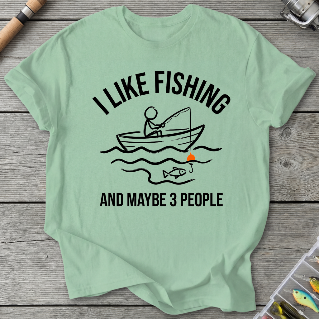 I Like Fishing and Maybe 3 People T-Shirt in Mint Green | River Giants Club