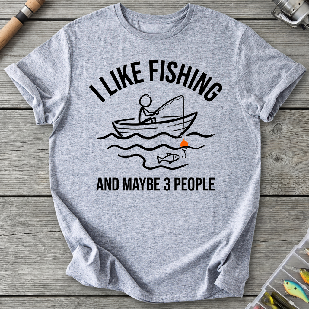 I Like Fishing and Maybe 3 People T-Shirt in Sport Grey | River Giants Club