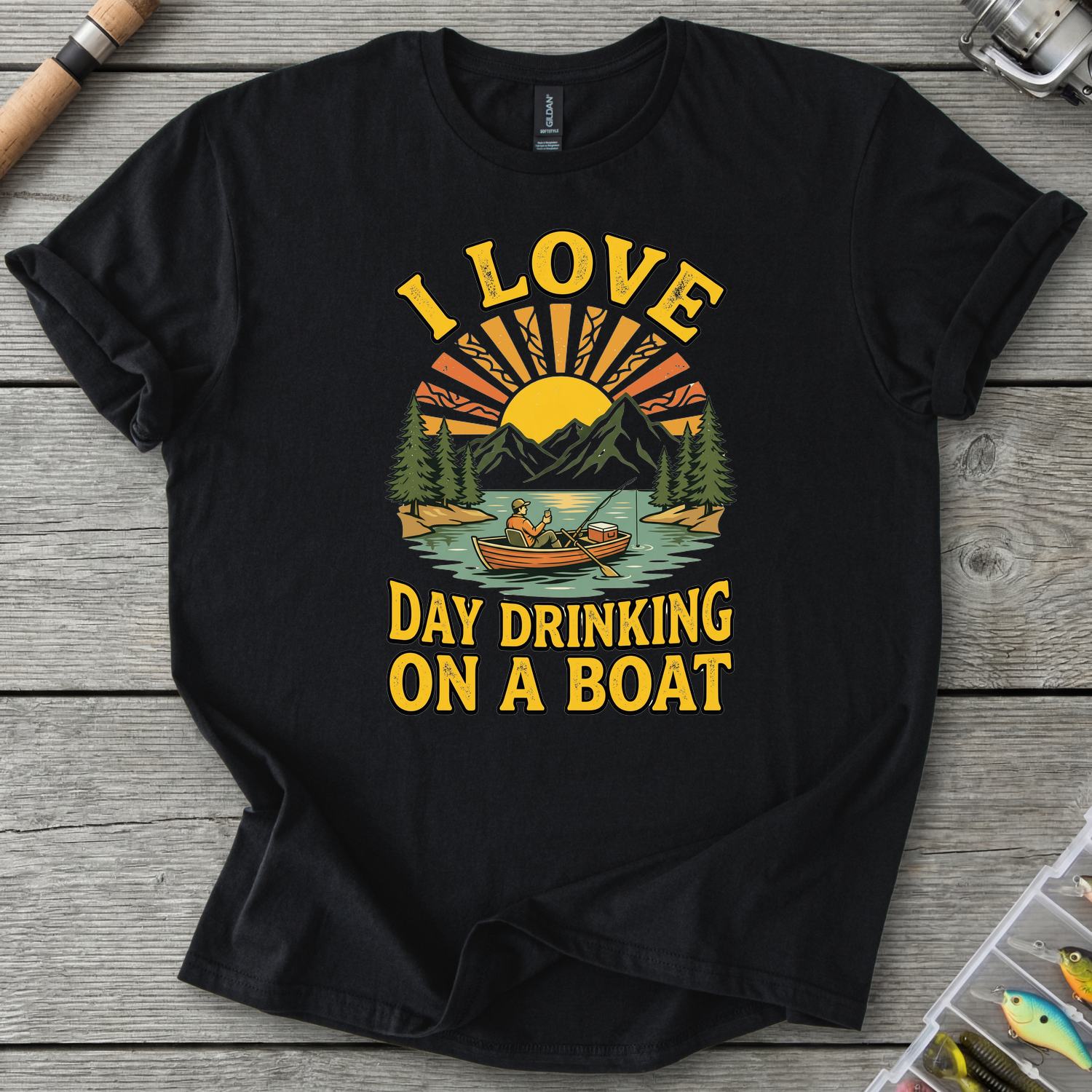 I Love Day Drinking On A Boat T-Shirt in Black | River Giants Club