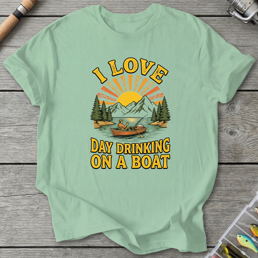I Love Day Drinking On A Boat T-Shirt in Mint Green | River Giants Club