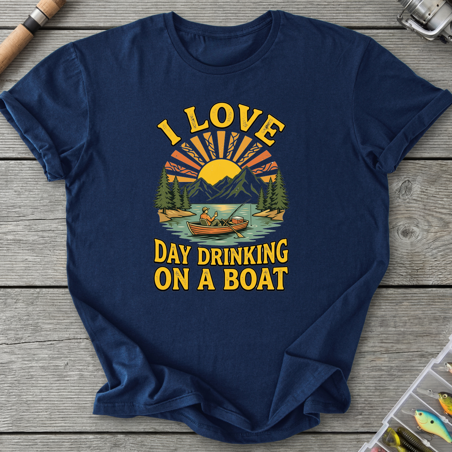 I Love Day Drinking On A Boat T-Shirt in Navy | River Giants Club
