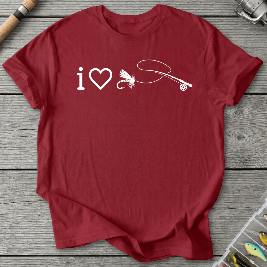 I Love Flyfishing T-Shirt in Antique Cherry Red | River Giants Club