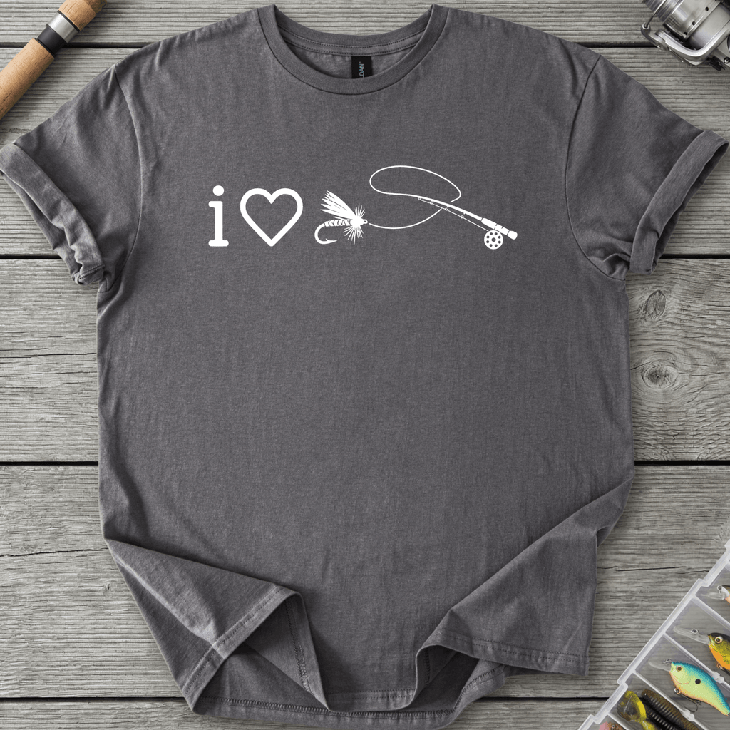 I Love Flyfishing T-Shirt in Charcoal | River Giants Club