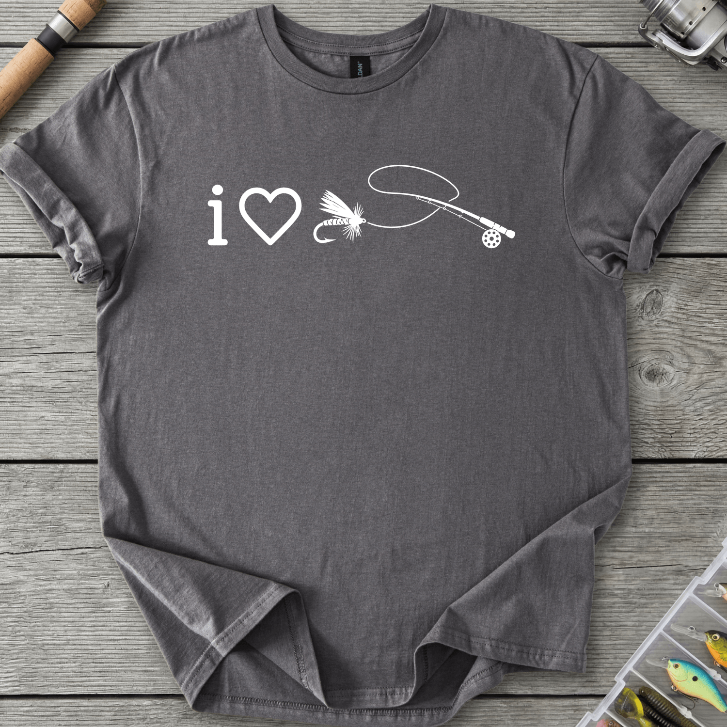I Love Flyfishing T-Shirt in Charcoal | River Giants Club