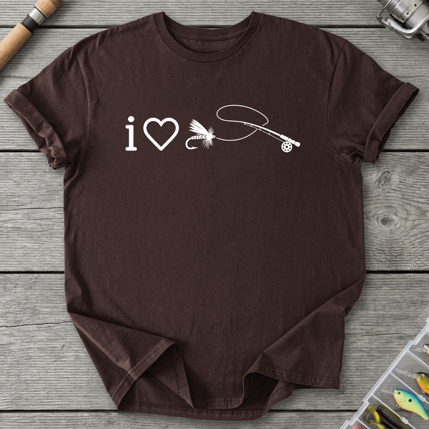 I Love Flyfishing T-Shirt in Dark Chocolate | River Giants Club
