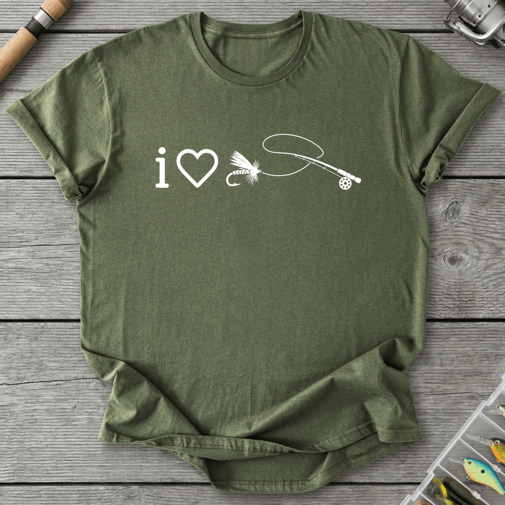 I Love Flyfishing T-Shirt in Military Green | River Giants Club