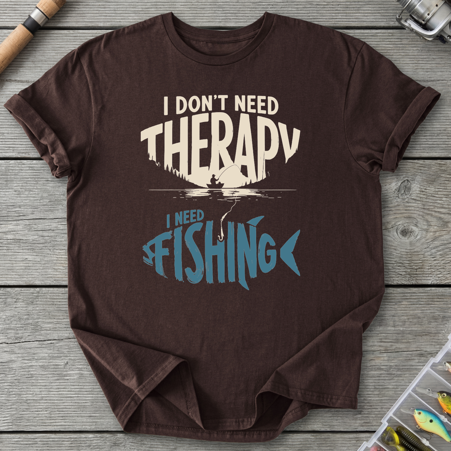 I Need Fishing T-Shirt in Dark Chocolate | River Giants Club