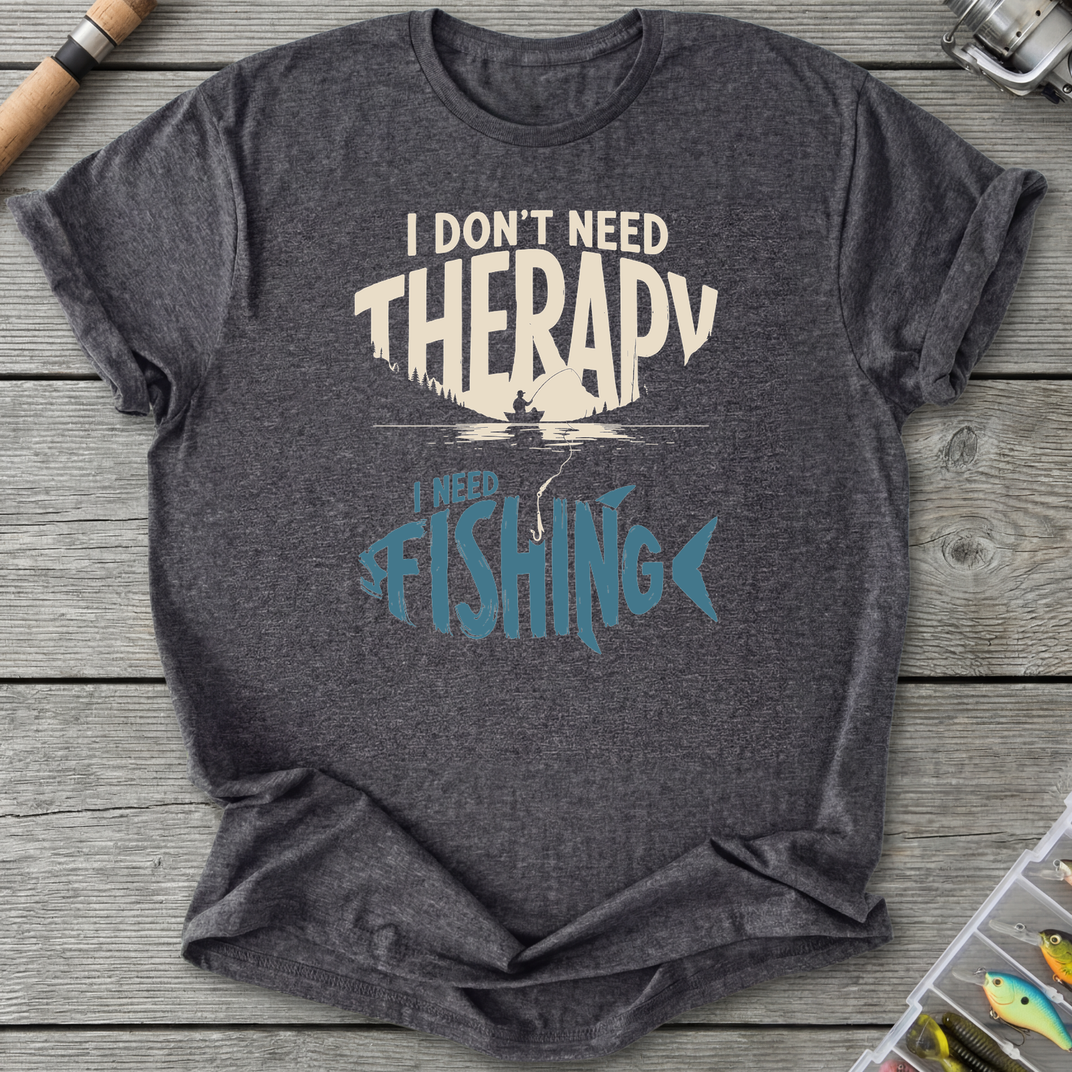 I Need Fishing T-Shirt in Dark Heather Grey | River Giants Club