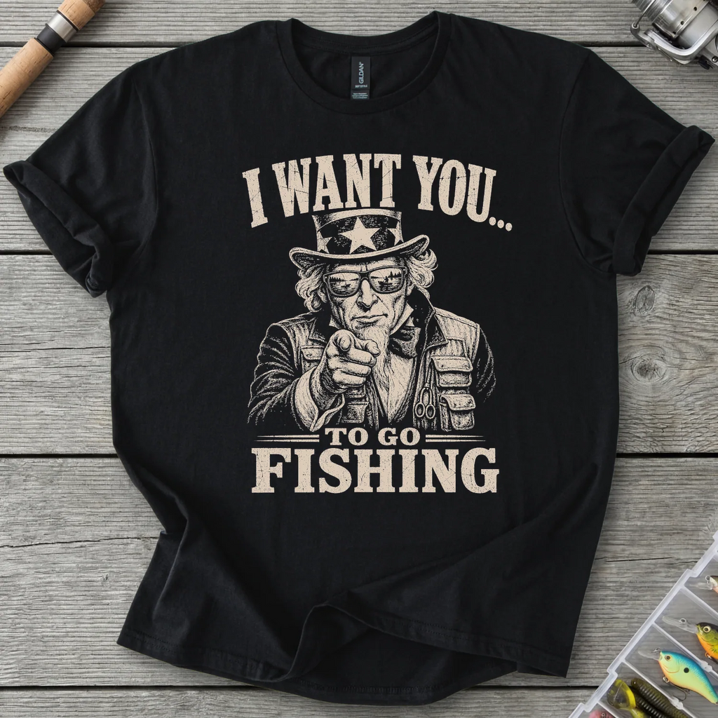 I Want You Fishing T-Shirt in Black | River Giants Club