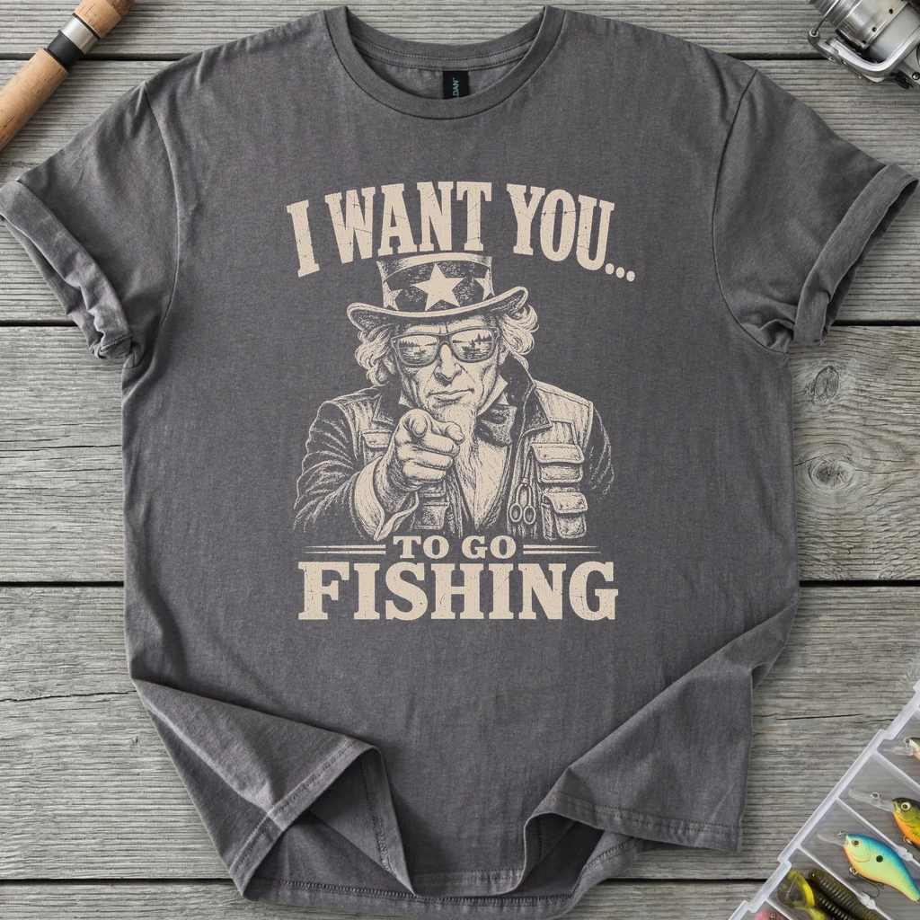 I Want You Fishing T-Shirt in Charcoal | River Giants Club