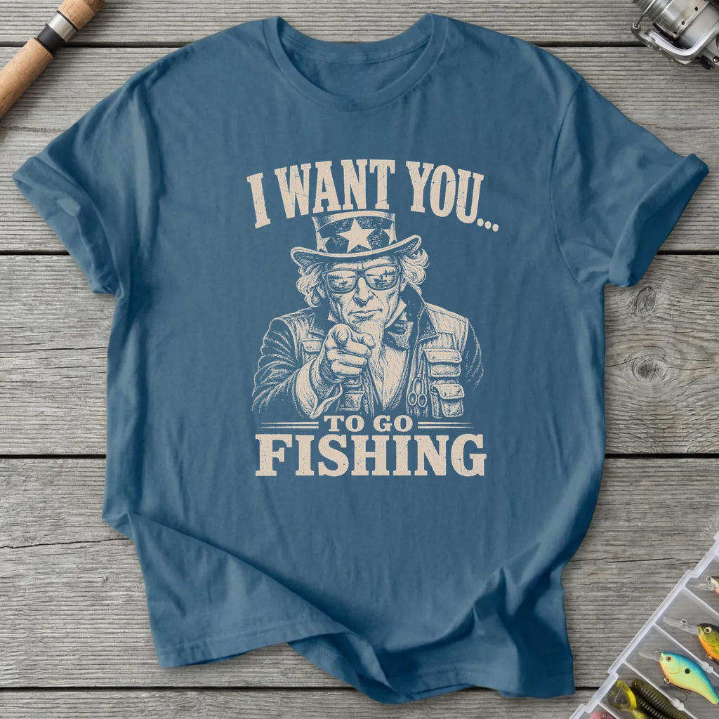 I Want You Fishing T-Shirt in Indigo Blue | River Giants Club