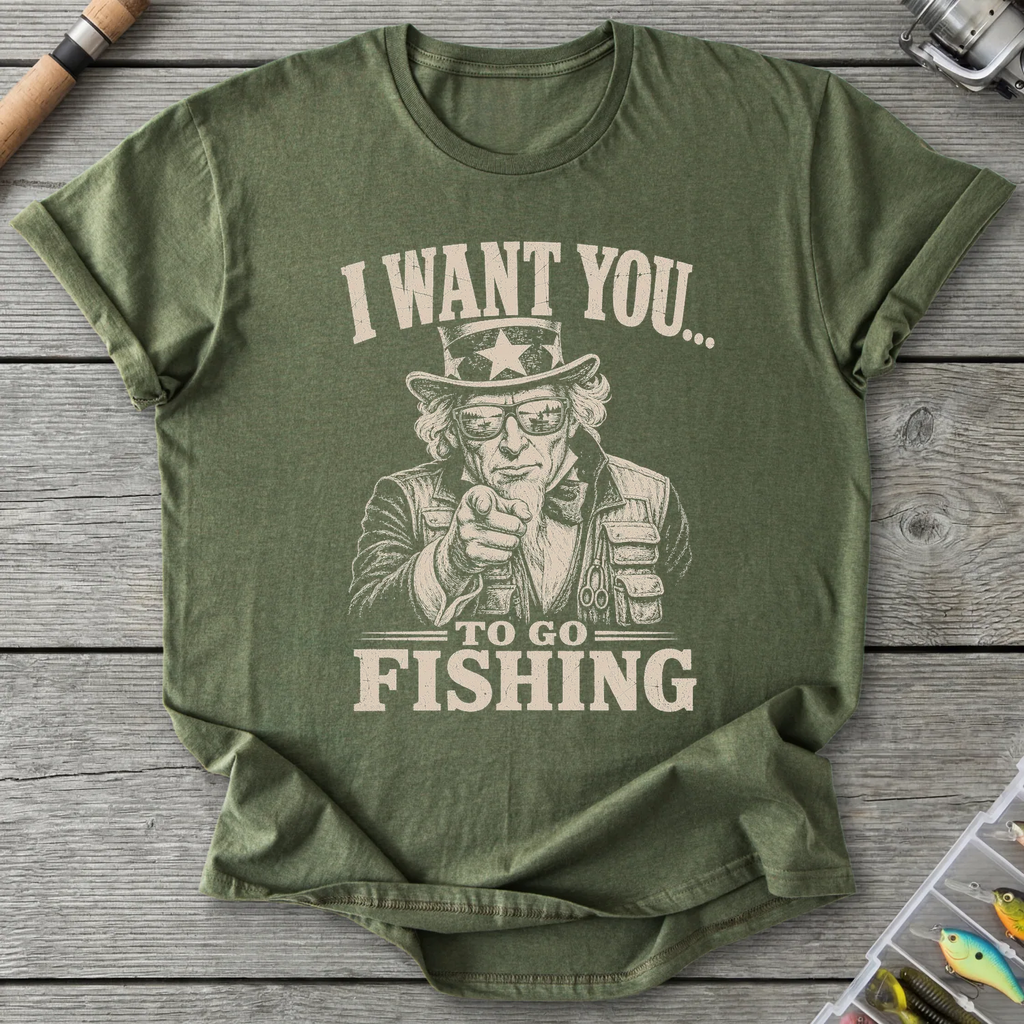 I Want You Fishing T-Shirt in Military Green | River Giants Club