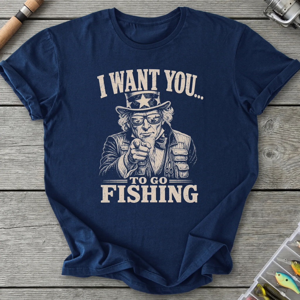 I Want You Fishing T-Shirt in Navy | River Giants Club