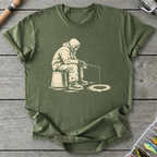 Ice Angler On Bucket T-Shirt in Military Green | River Giants Club