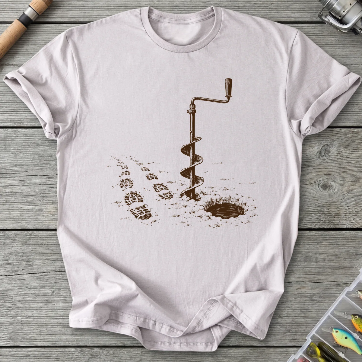 Ice Auger Bootprints T-Shirt in Ice Grey | River Giants Club