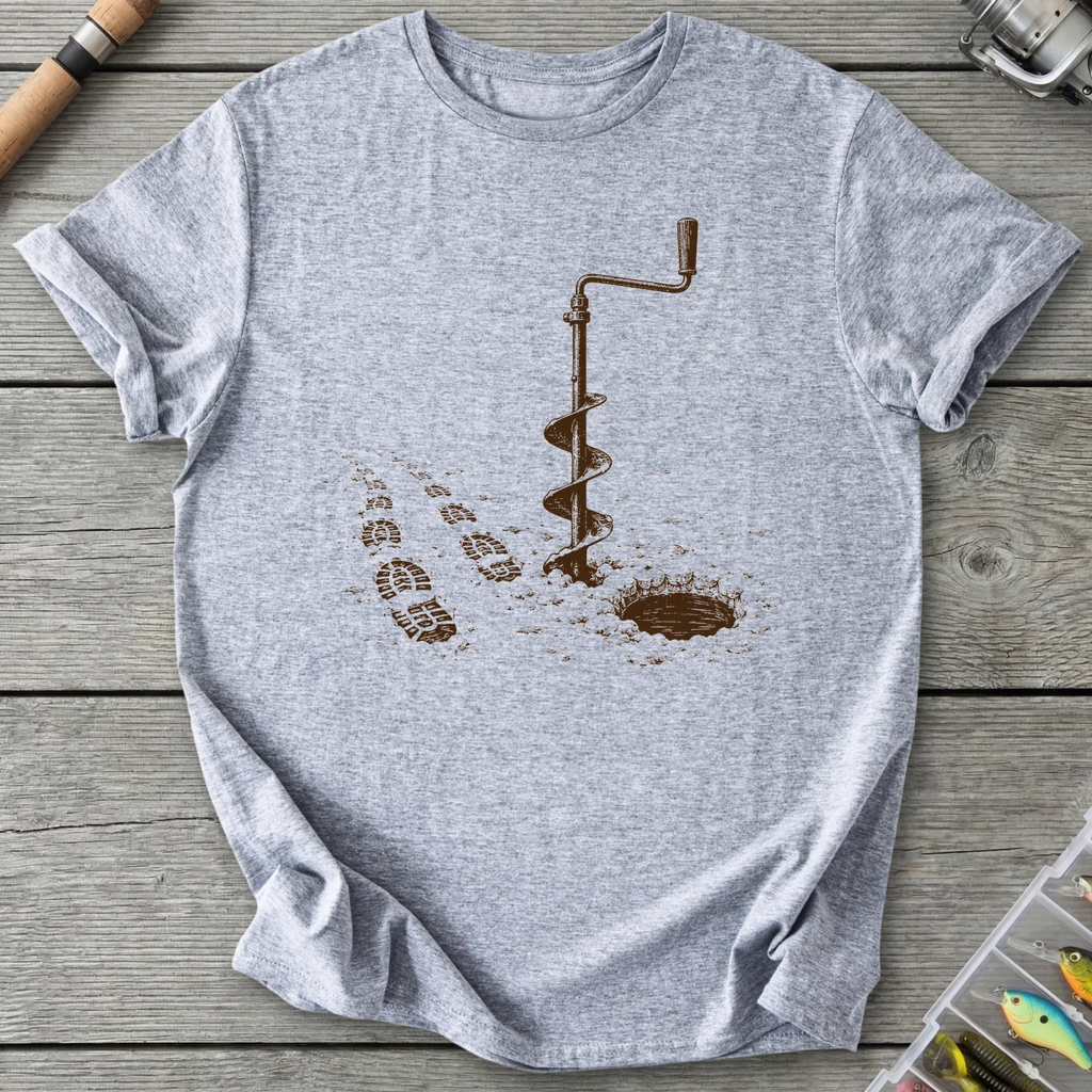 Ice Auger Bootprints T-Shirt in Sport Grey | River Giants Club