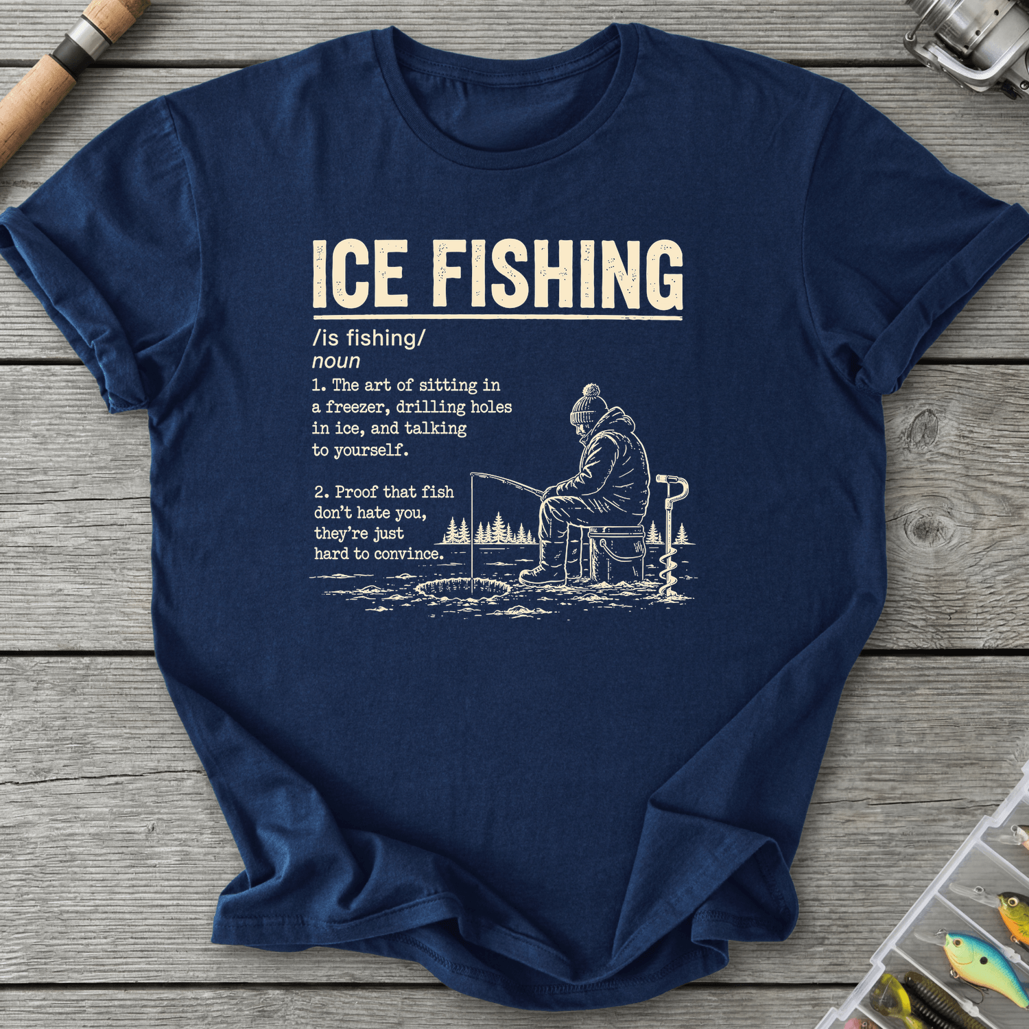 Ice Fishing Dictionary Definition T-Shirt in Navy | River Giants Club