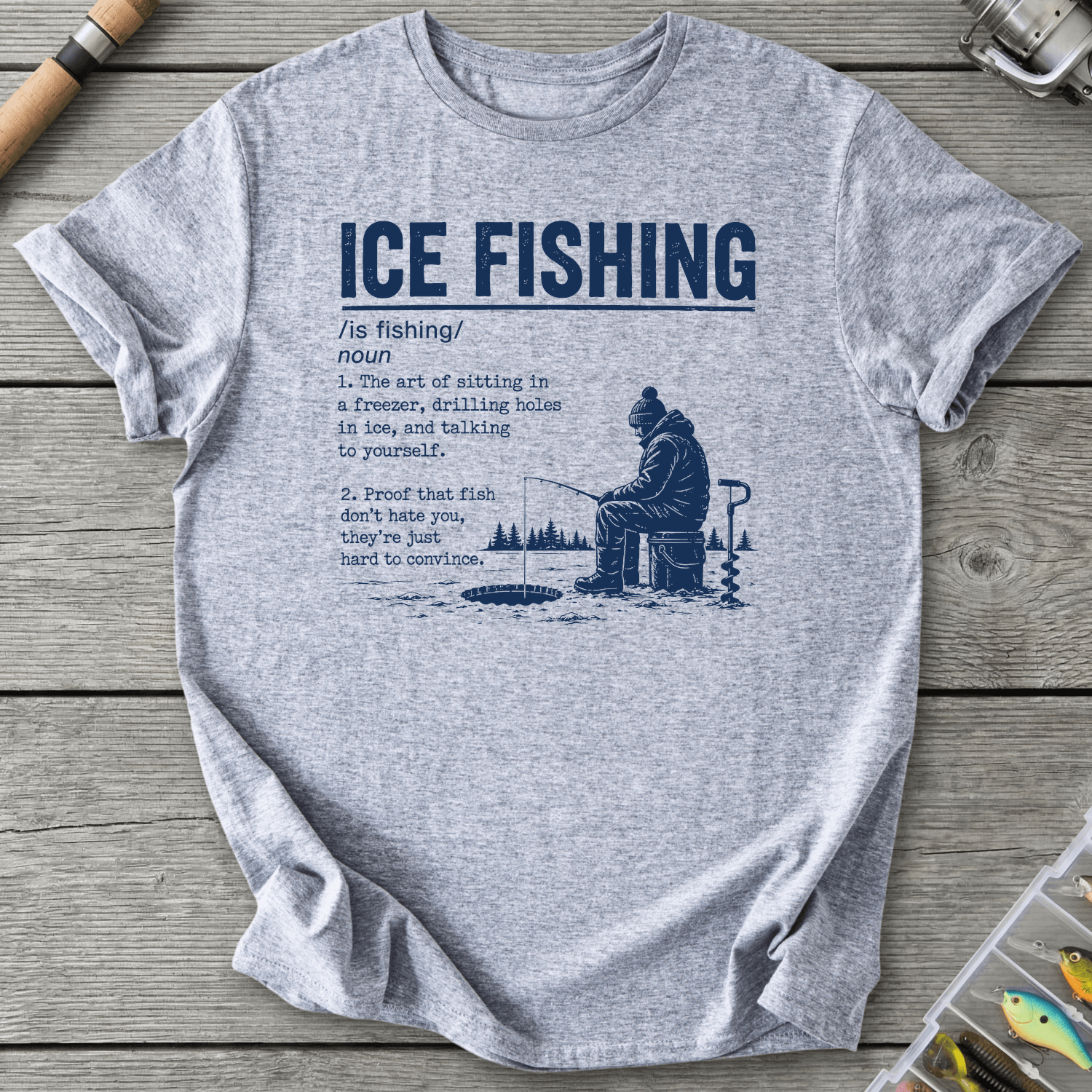 Ice Fishing Dictionary Definition T-Shirt in Sport Grey | River Giants Club