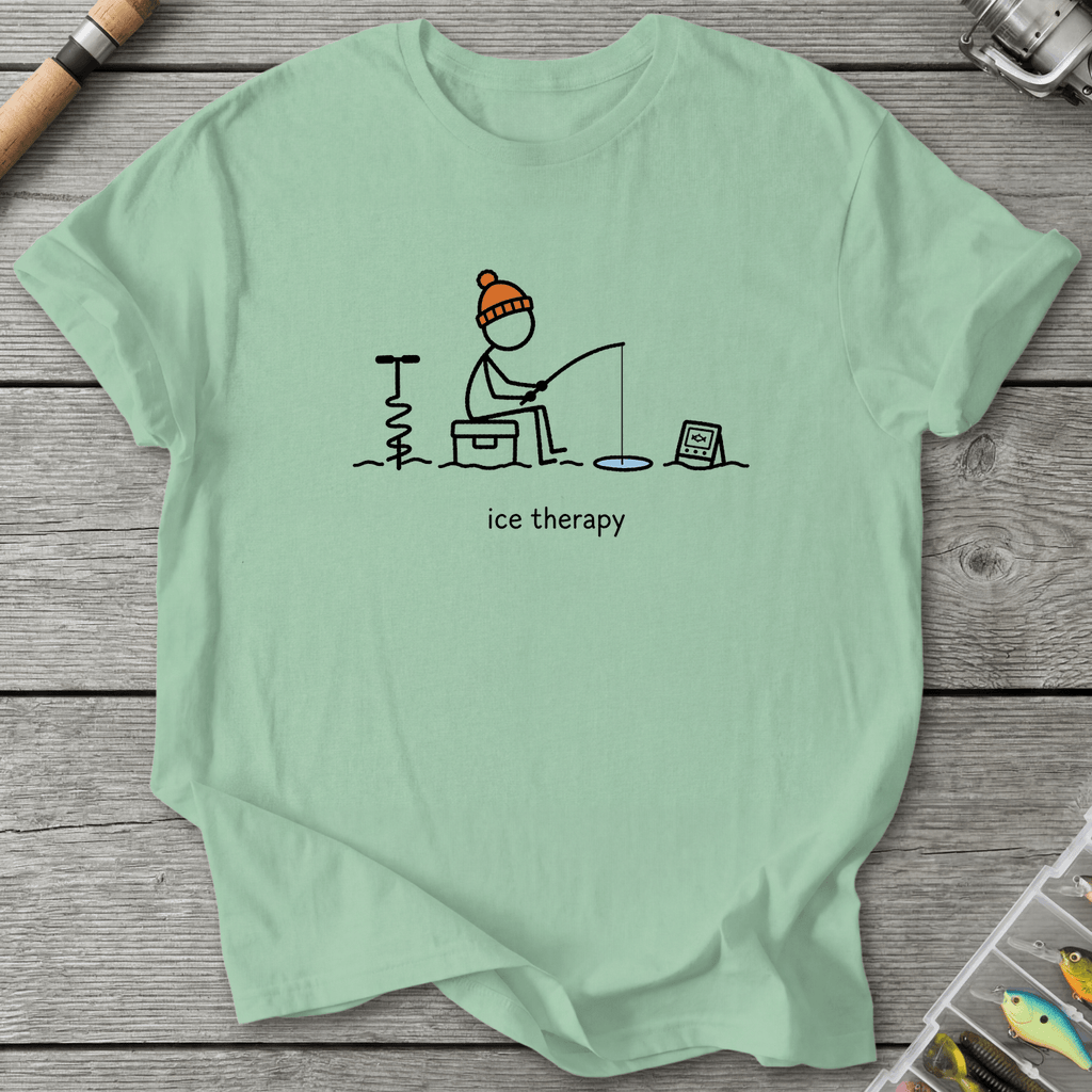 Ice Fishing Therapy T-Shirt in Mint Green | River Giants Club