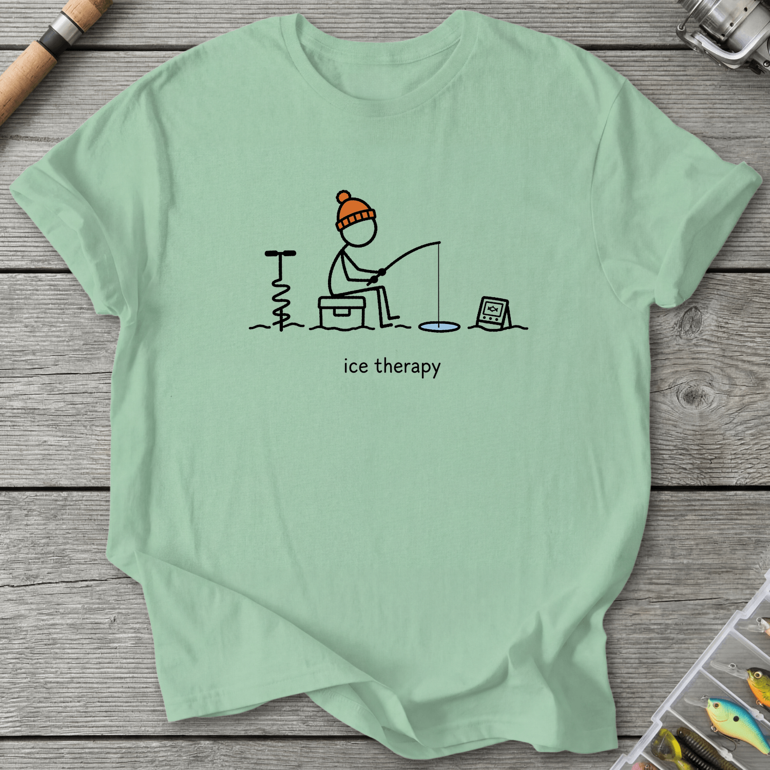Ice Fishing Therapy T-Shirt in Mint Green | River Giants Club