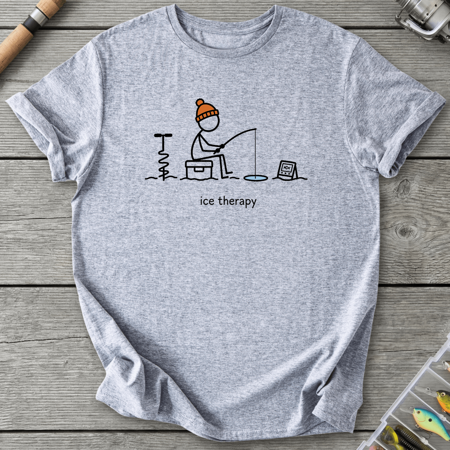 Ice Fishing Therapy T-Shirt in Sport Grey | River Giants Club