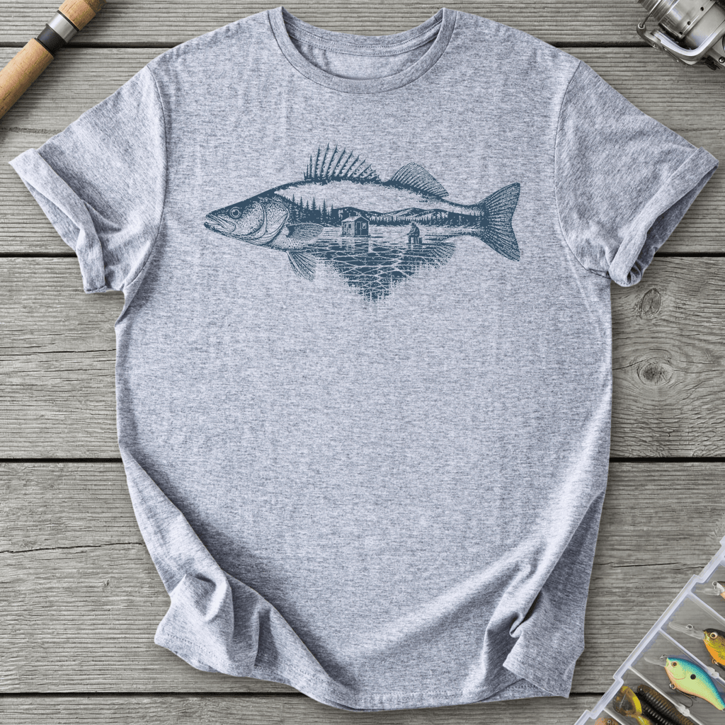 Ice Fishing Walleye T-Shirt in Sport Grey | River Giants Club