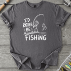 I'd Rather Be Fishing Stick Figure T-Shirt in Charcoal | River Giants Club